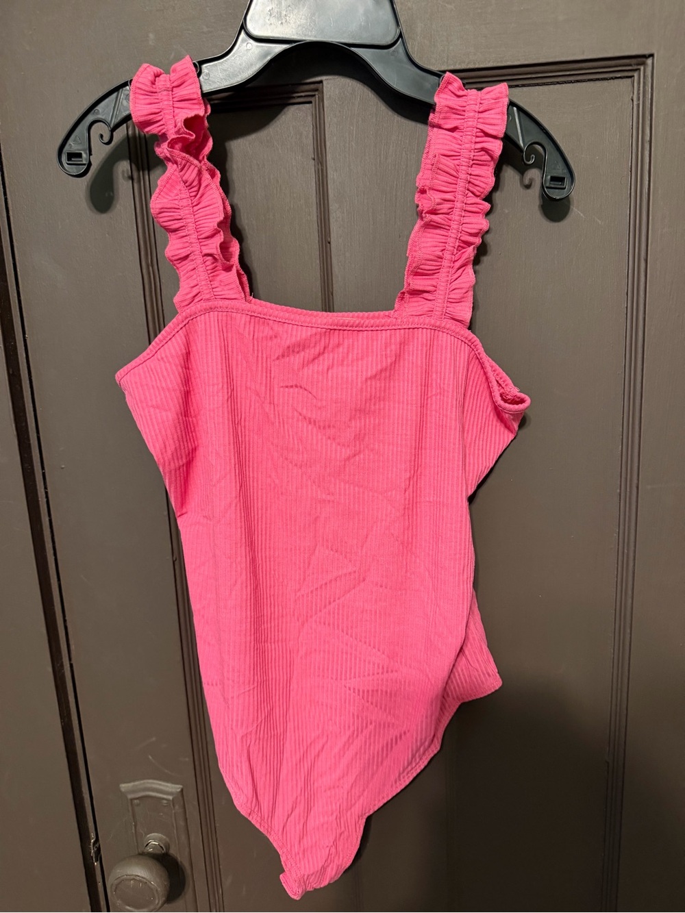 Simply Southern Pink Ruffled-Strap Bodysuit